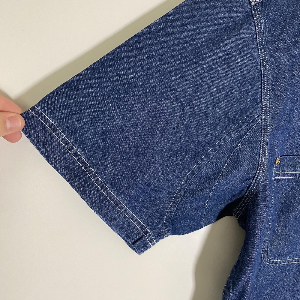 Brazos Shirt Mens Medium Blue Denim Short Sleeve Button Up Workwear Pockets - Picture 5 of 16